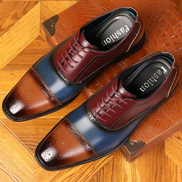 Men's Two-Tone Brogue Black – and Faux Brown Shoes