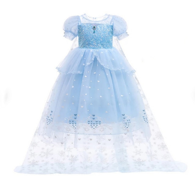 Girl Cloak Dress Cosplay Elsa Flower Frozen Princess