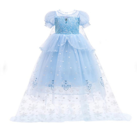 Girl Cloak Dress Cosplay Elsa Flower Frozen Princess