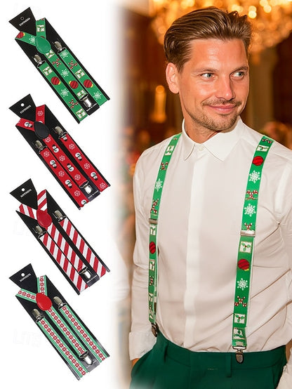 with Men's Christmas Suspenders Snowman
