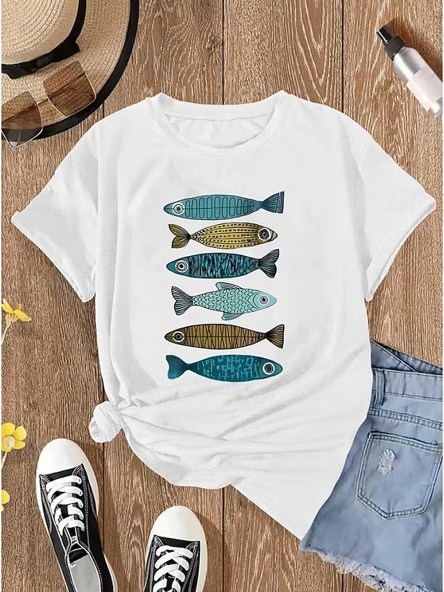 Women's T Shirt Print Ocean Sea Turtle Tropical Hawaiian