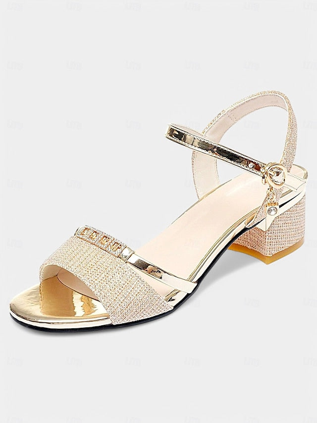 Rhinestone Elegant Women Silver Heeled Sandals Shoes for