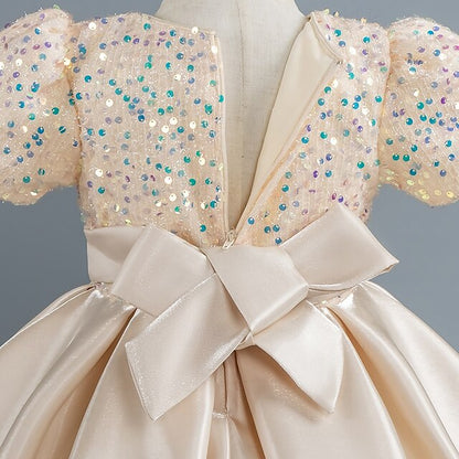 Sequin Short Girls' Toddler Wedding Sleeve Party Dress