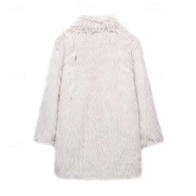 Fur Furs Comfortable Women's Pocket Warm Coat Faux