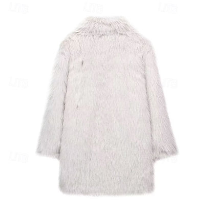 Fur Furs Comfortable Women's Pocket Warm Coat Faux