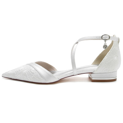 Heel Bridal Wedding Women's Flat Shoes Rhinestone