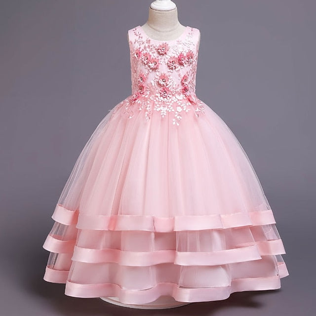 Dress Sleeveless Solid Colored Kids Party Girls' Wedding