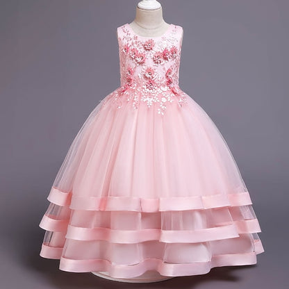 Dress Sleeveless Solid Colored Kids Party Girls' Wedding