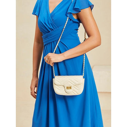 White Women's Leather with Bag Crossbody Gold Elegant Chain