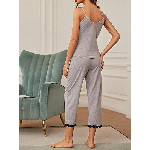 Women's Pajamas Sets Pure Color Comfort Home Daily Bed