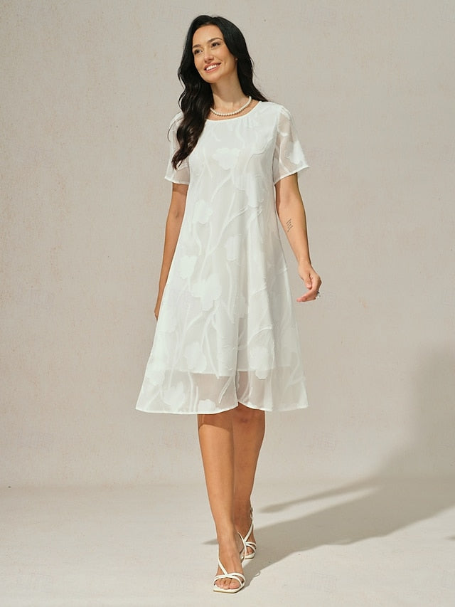Women's Knee Length Dress Chiffon Dress Elegant Casual