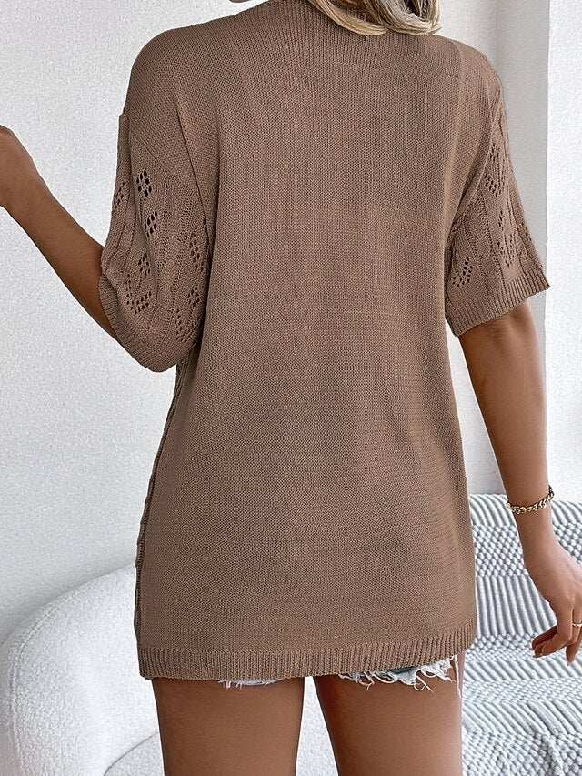 Women's Tunic Blouse Eyelet top Eyelet Plain Stylish