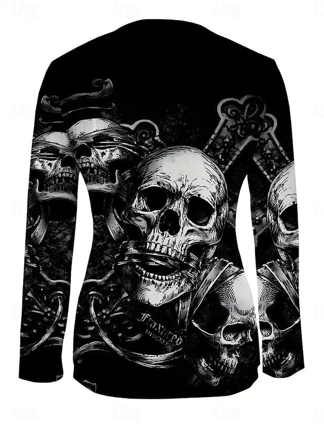 Women's T Shirt Graphic Skull Fashion Casual Long Sleeve