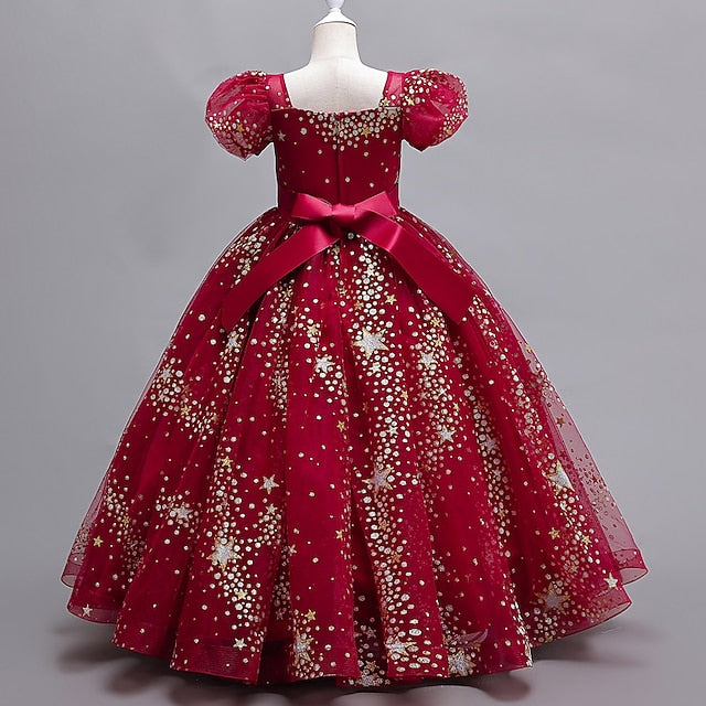 Star Polka Dot Kids Flower Girls' Short Party Dress