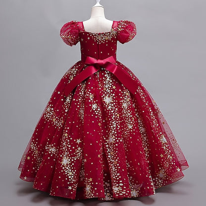 Star Polka Dot Kids Flower Girls' Short Party Dress
