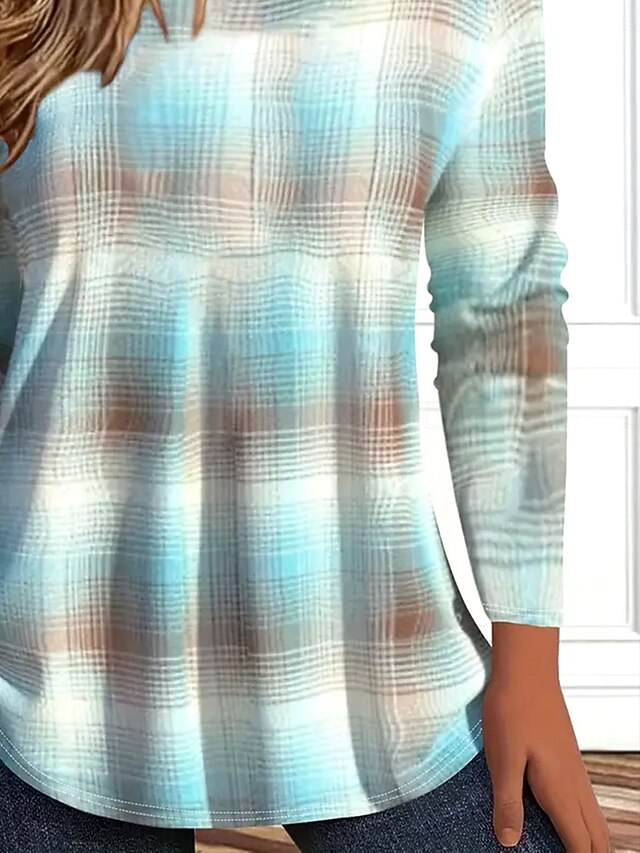 Women's T Shirt Print Graphic Plaid Vintage Stylish Classic