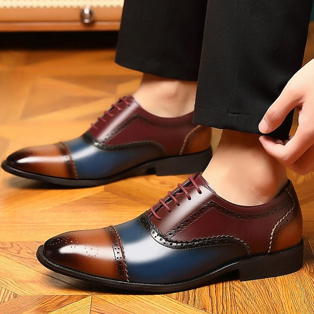 Men's Two-Tone Brogue Black – and Faux Brown Shoes