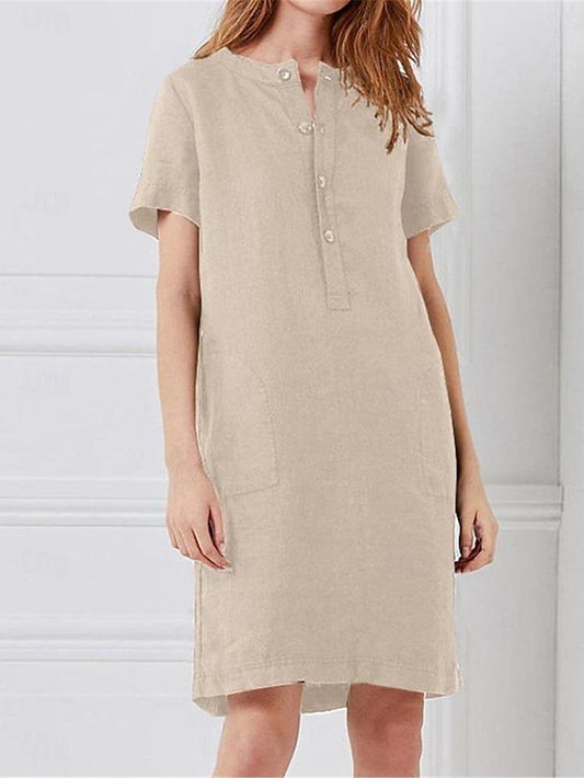 Women's Wine khaki Gray Summer Spring Midi Dress Faux