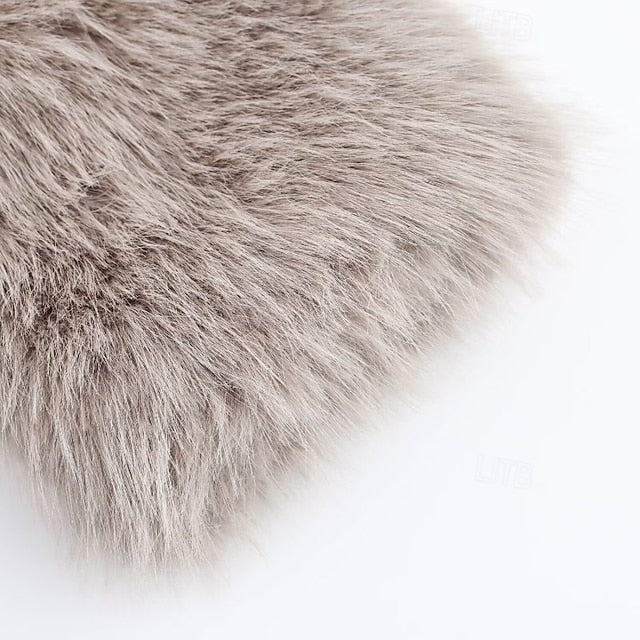 Buttons Fur Faux Coat Pocket Women's Warm Comfortable