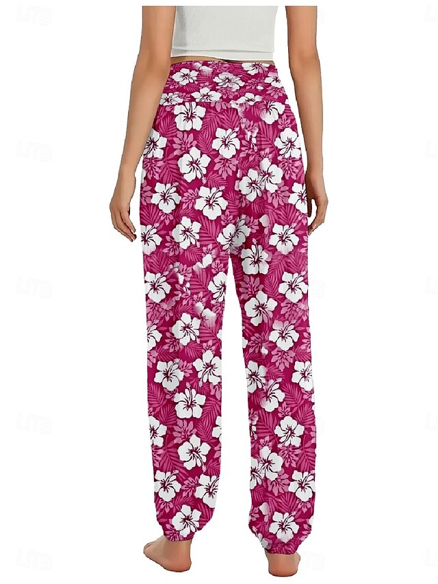 Women's Faux Cotton Linen Wide Leg Pants Trousers Ethnic
