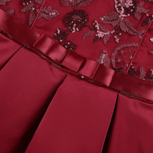 Party Dress Kids Sleeveless Girls' Color Solid Formal