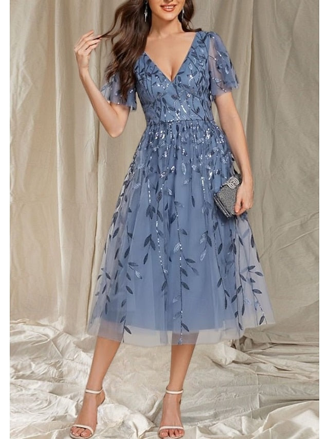 of Neck Bride Elegant V Wedding Guest Dress A-Line Mother the