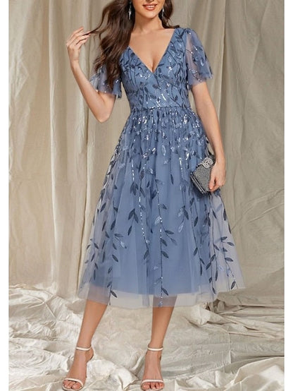 of Neck Bride Elegant V Wedding Guest Dress A-Line Mother the