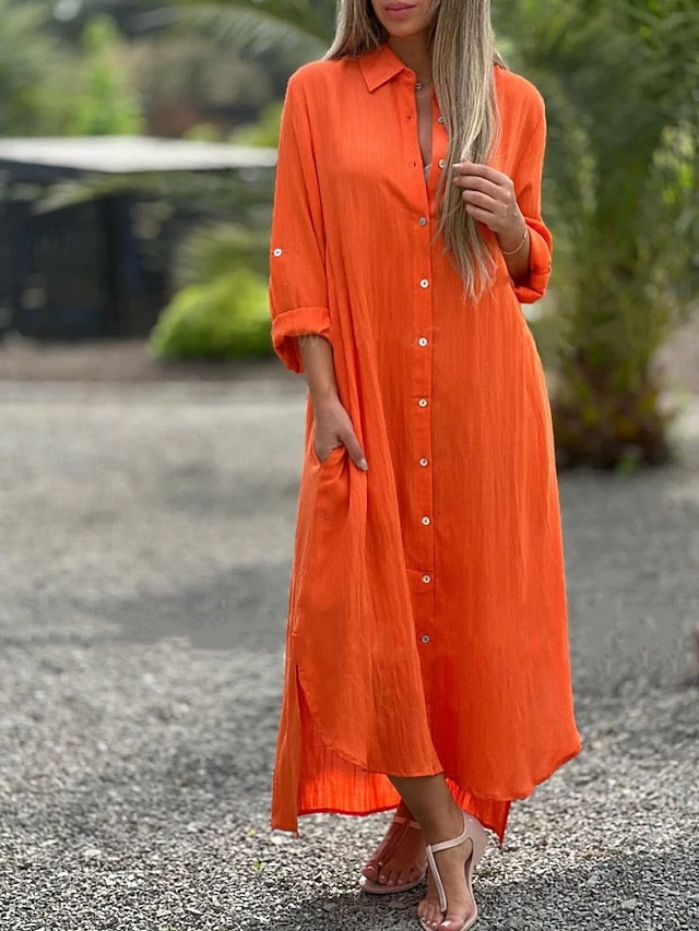 Women's Maxi Dress Shift Dress Casual Daily Loose Fit Plain