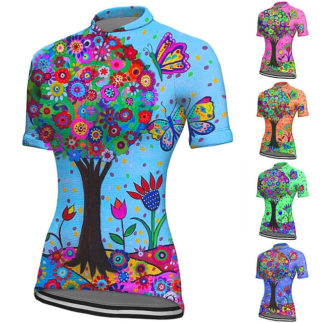 Women's Cycling Jersey Graphic Plants Short Sleeve Bike