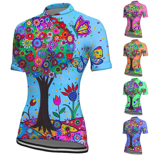Women's Cycling Jersey Graphic Plants Short Sleeve Bike