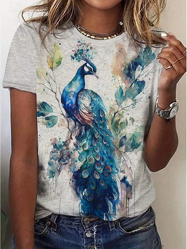 Women's T Shirt Print Floral Graphic Animal Vintage Stylish