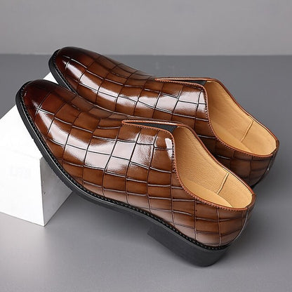 Burgundy Men's Shoes Slip-On Crocodile – Pattern