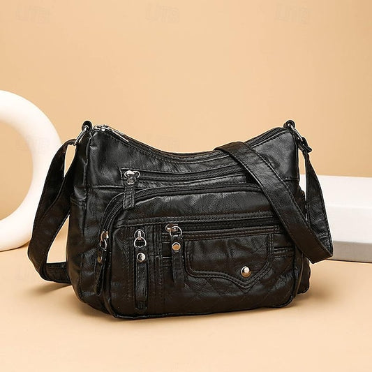 Bag Women's Faux Multiple Leather with Quilted Crossbody