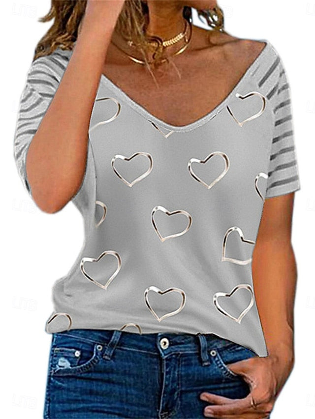 Women's T Shirt Tee Top Print Heart Fashion Stylish Casual