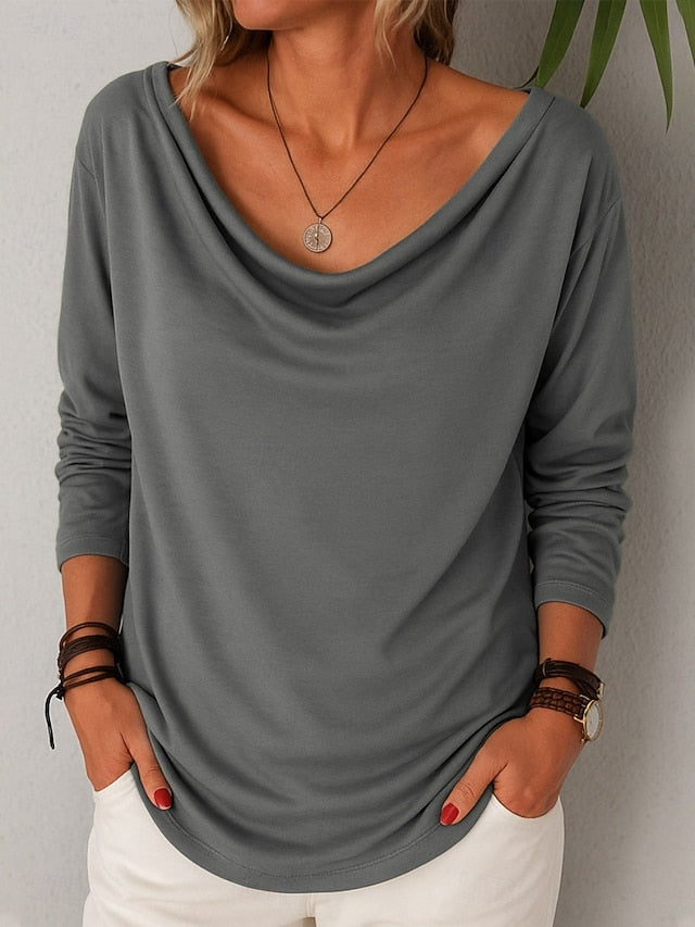 Women's Shirt Blouse Patchwork Solid Color Plain Stylish