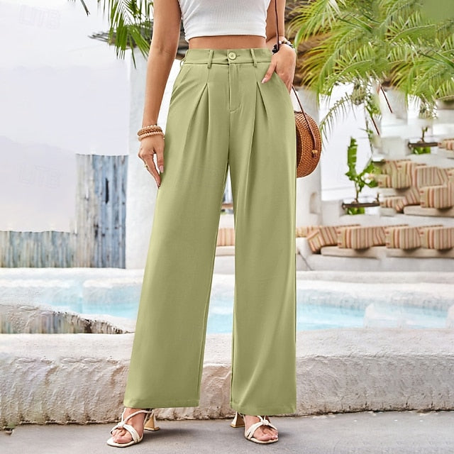 Women's Wide Leg Slacks Streetwear Casual Full Length