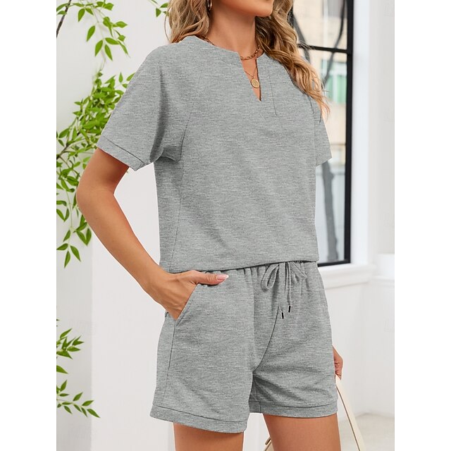 Women's Shorts Sets Bolero Top Short Sleeve V Neck Plain