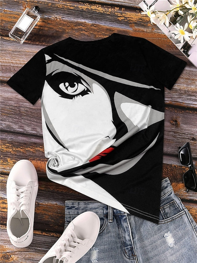 Women's T shirt Crew Neck Long Sleeve Tunic Casual Print