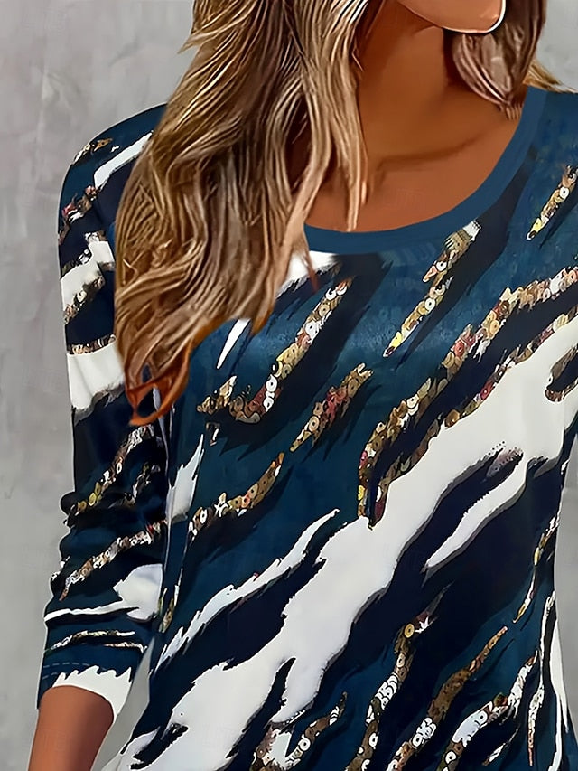 Women's T Shirt Print Graphic Striped Abstract Vintage