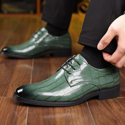 Faux Crocodile Leather – Shoes Print Oxford Green Men's