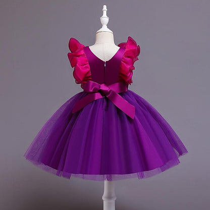 Party Color Sequin Flower Girls' Dress Kids Solid