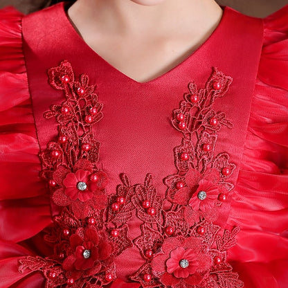 Wedding Dress Sleeve Party Special Kids Long Girls' Flower