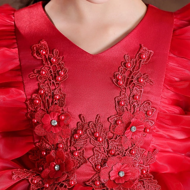 Flower Girls' Dress Kids Long Special Party Sleeve Wedding