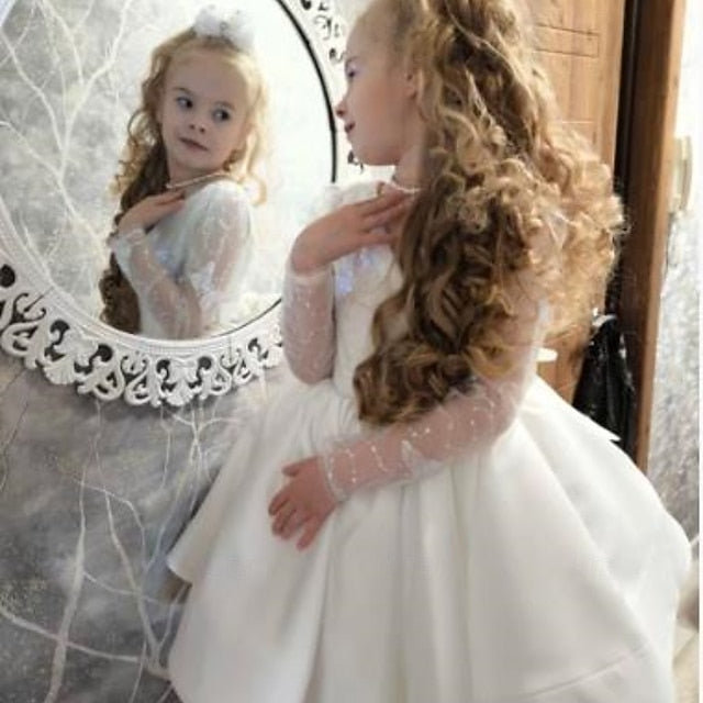 First Communion Girl Girls' Dress Kids Party Flower