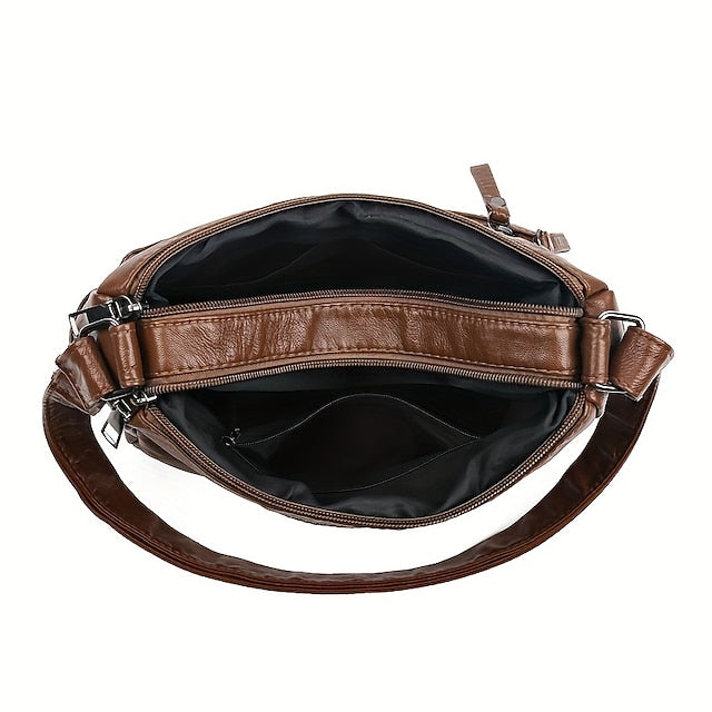 Multiple Crossbody with Vintage Leather Women's Faux Bag