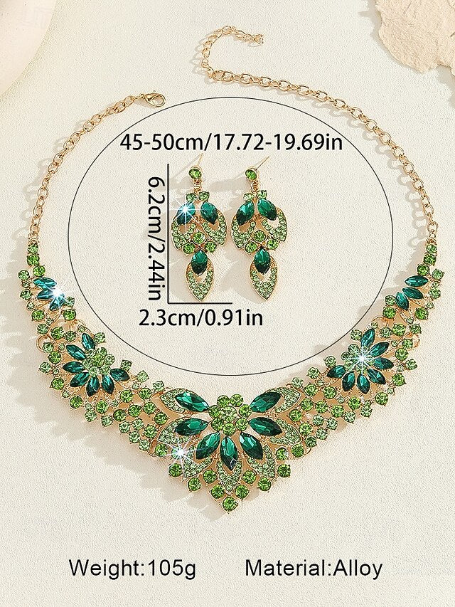 Elegant Green Statement Set – Jewelry Crystal Necklace