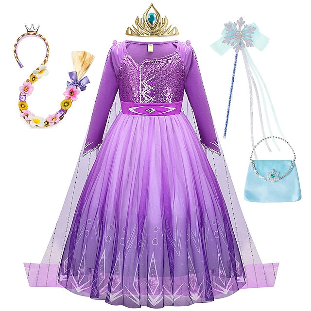 Fairytale Girl Frozen Theme Flower Party Anna Princess Dress