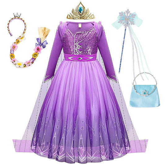 Fairytale Girl Frozen Theme Flower Party Anna Princess Dress