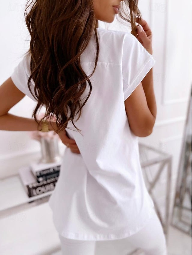 T shirt Tee Women's Black White Pink Plain Sexy Street