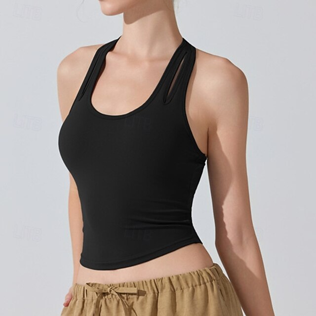 Women's Solid Colored Tank Top Sport Top Build-in Bra UV